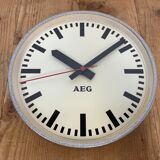 Grey Industrial Factory Wall Clock from AEG, 1960s