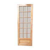 Porte ancienne en bois vitrée de petits carreaux