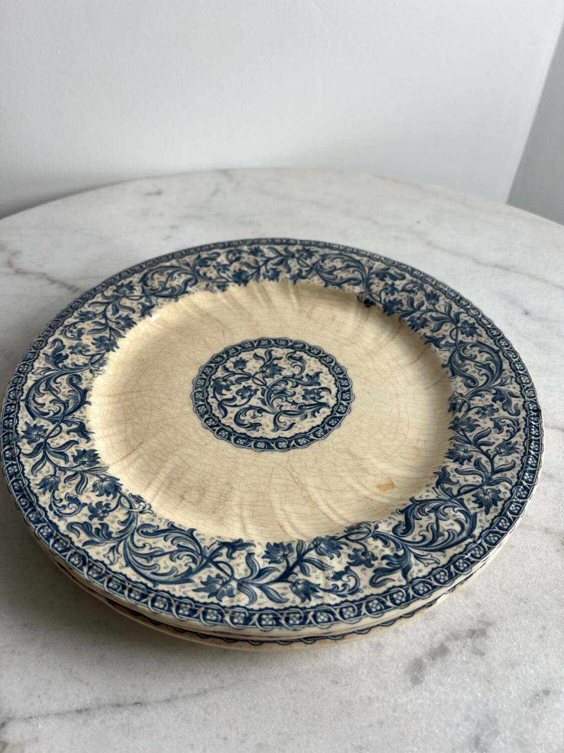 Set of 3 Gien Garlands & Foliage ironstone plates