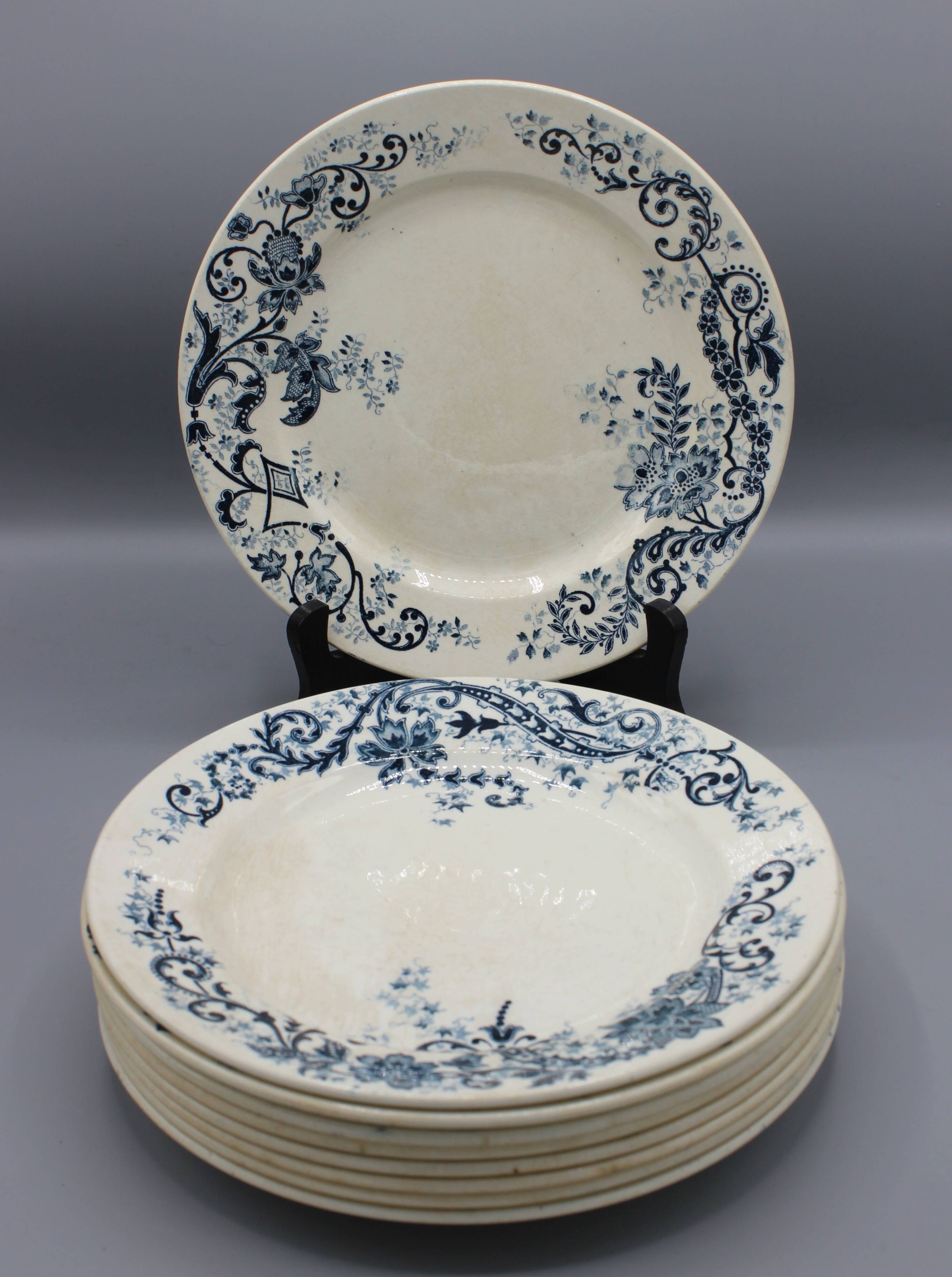 Lot 9 plate plates hb & cie earth of iron - sevigne 23 cm