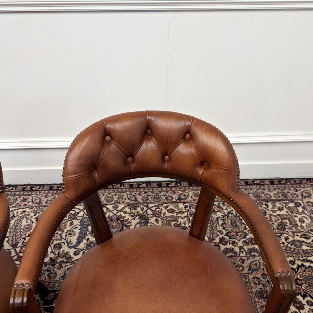 Set of Classic English Chesterfield Desk Chairs