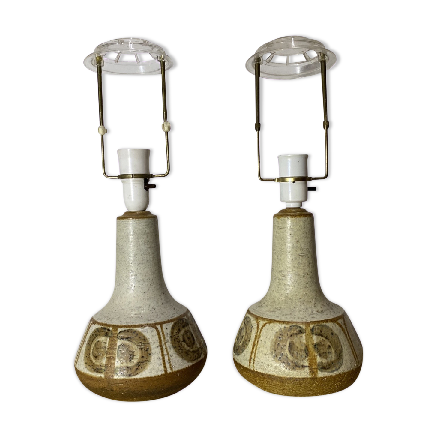 Set of 2 Søholm Table Lamps | Danish SOHOLM Designer Lamps From The Mid Century | Handmade Ceramics