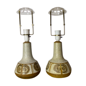 Ensemble de 2 lampes de table Søholm   Lampes design danoises SOHOLM du milieu du siècle   Céramique faite à la main