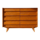 Vintage Czech chest of drawers U-453 by Jiří Jiroutek, 1960s, oak veneer, 110 × 45 × 77 cm