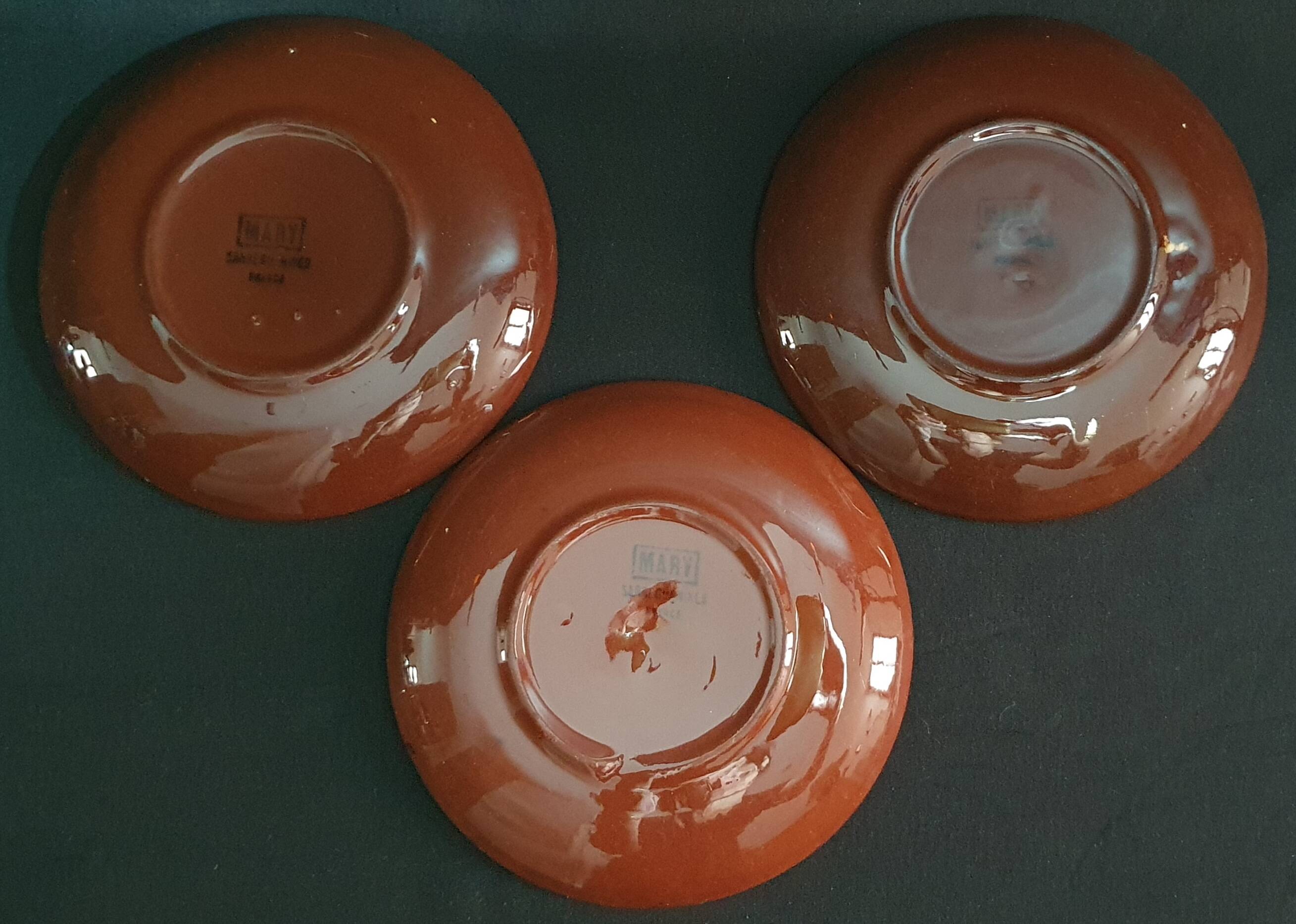 "Mary" Sarreguemines trio of cups