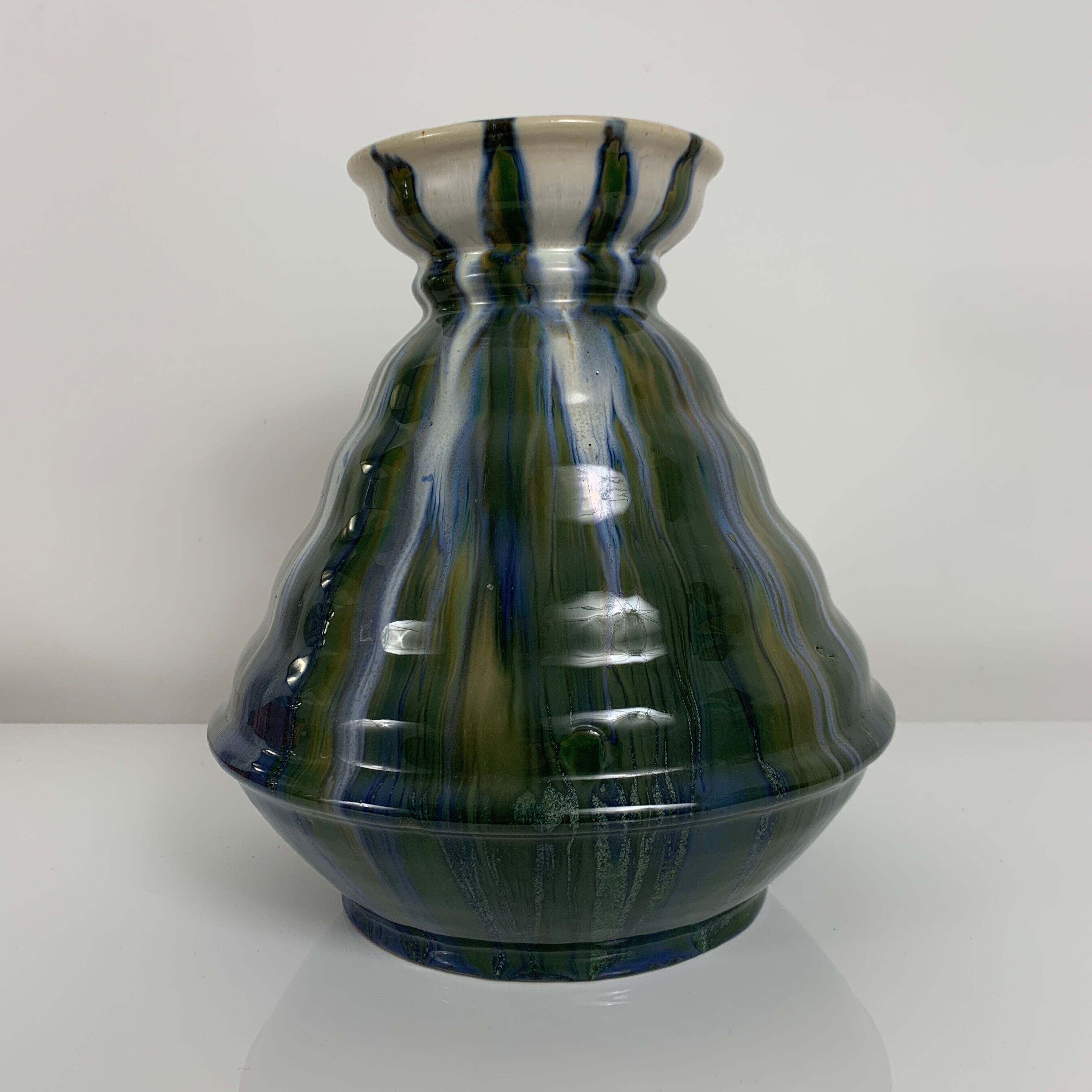 Vase in flammé gres Desvres Fourmaintraux Delassus art deco 1920