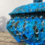 Glacier ennamel tureen vintage turquoise blue 1960 / cyclops varnished earthenware by Charles Cart