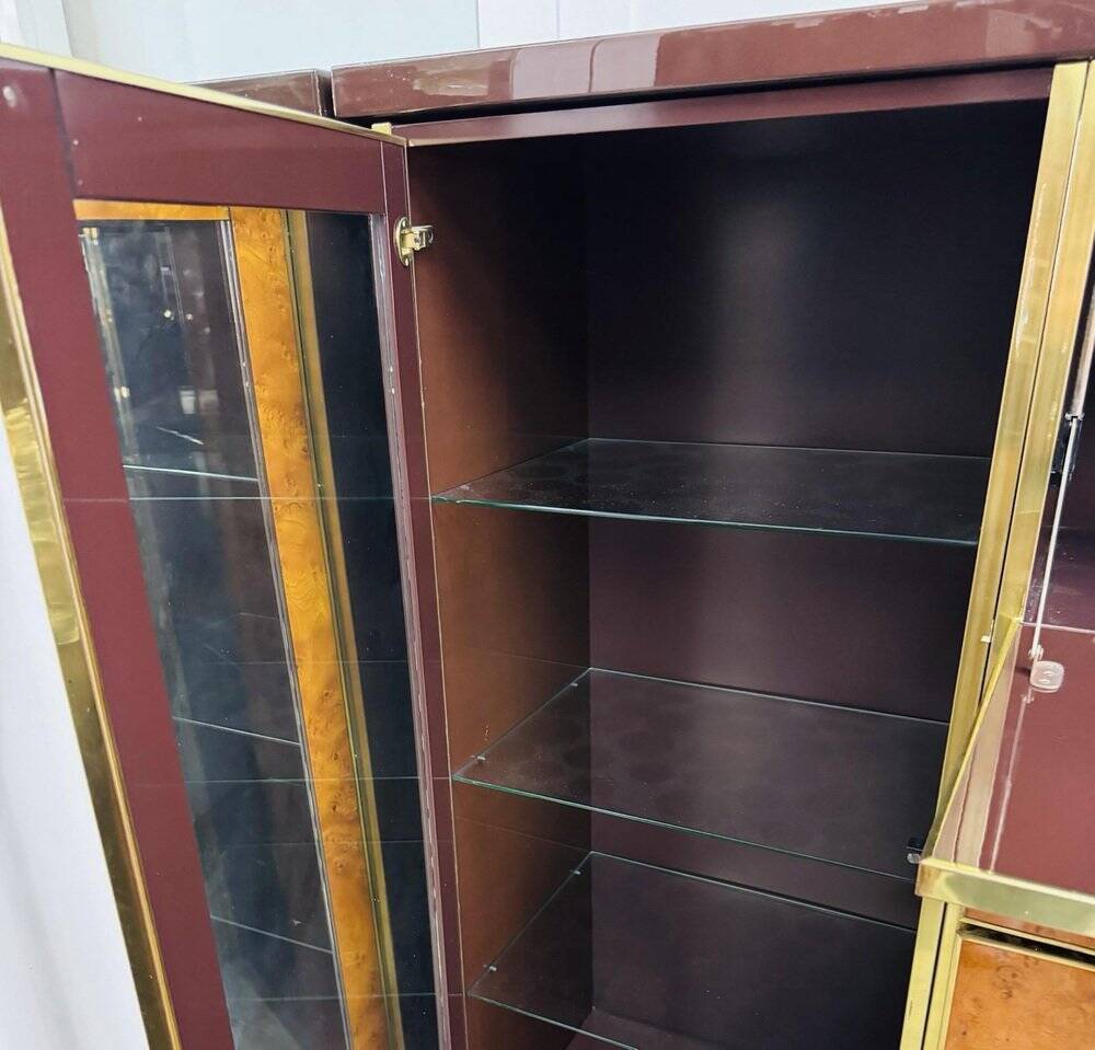 High Sideboard in Radica and Gilded Metal, 1970s