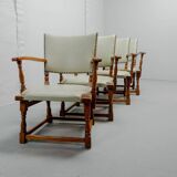 Set of 4 Dutch Design Oakwood Arm Chairs by Theo Ruth for Artifort, 1950s