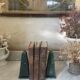 Pair of green marble obelisk bookends