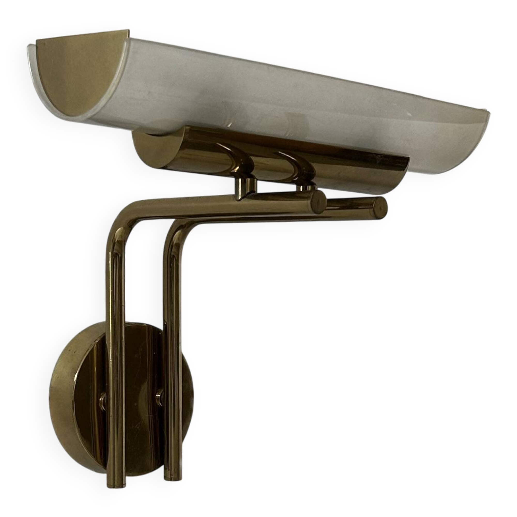 Vintage wall lamp, brass and sandblasted glass, France, 1970