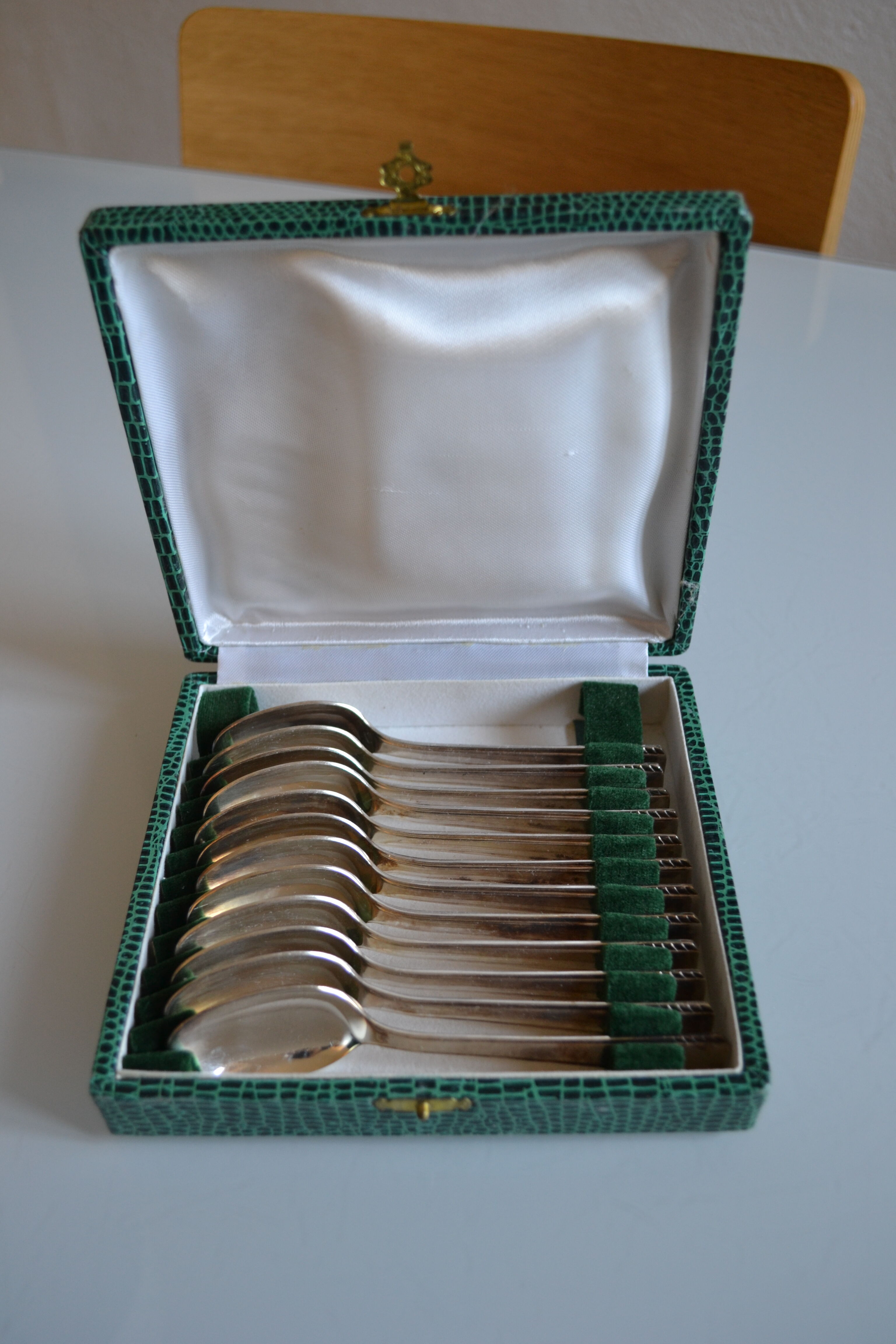 12 small spoons metal silver art deco