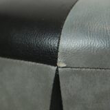 Round Vintage Pouf Gray Black Two-tone Skai Sixties