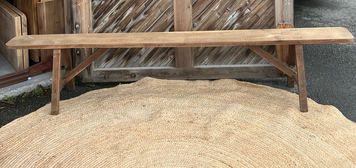 Large old farmhouse bench in raw solid oak