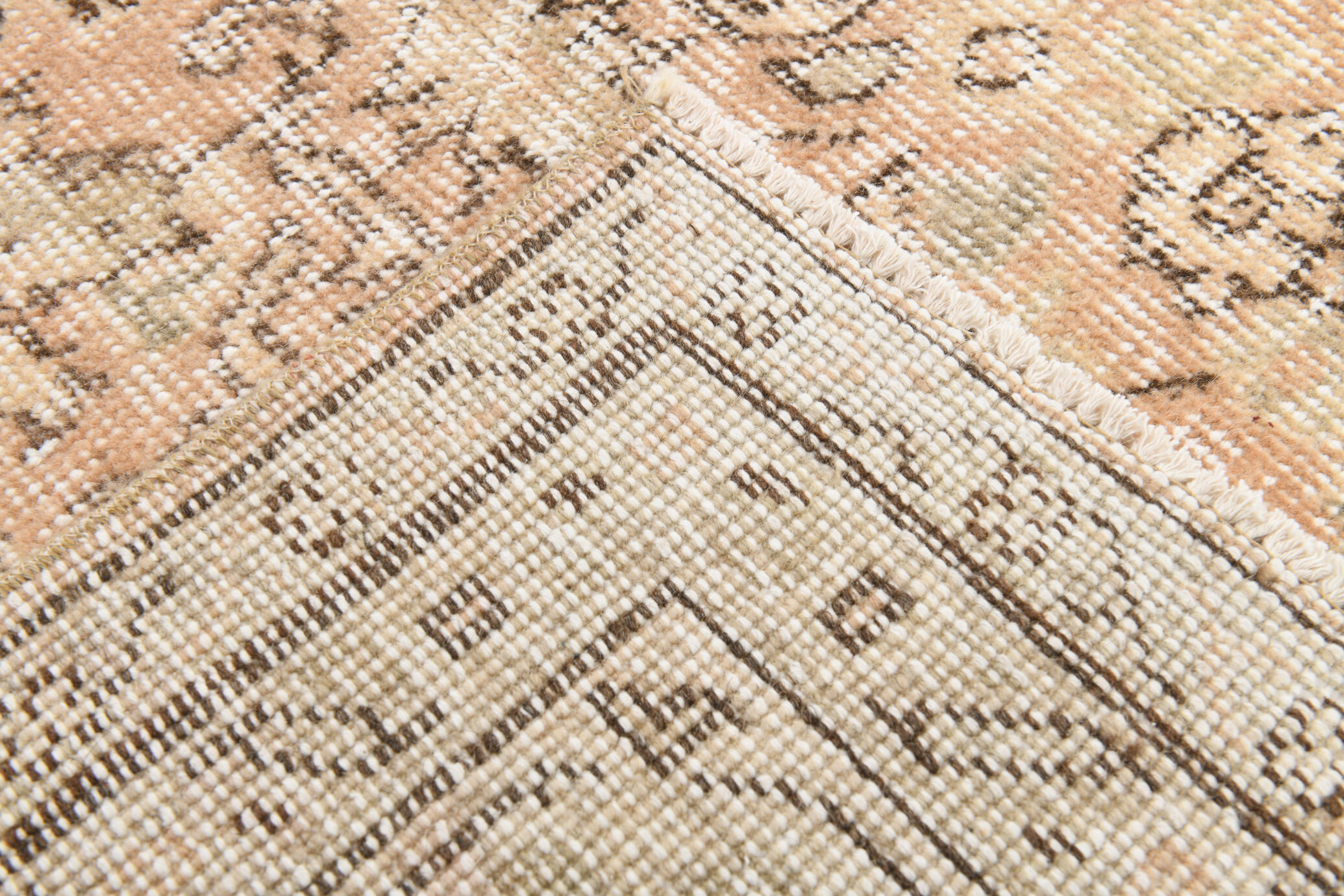 6x9 brown & beige oriental vintage rug 181x291cm