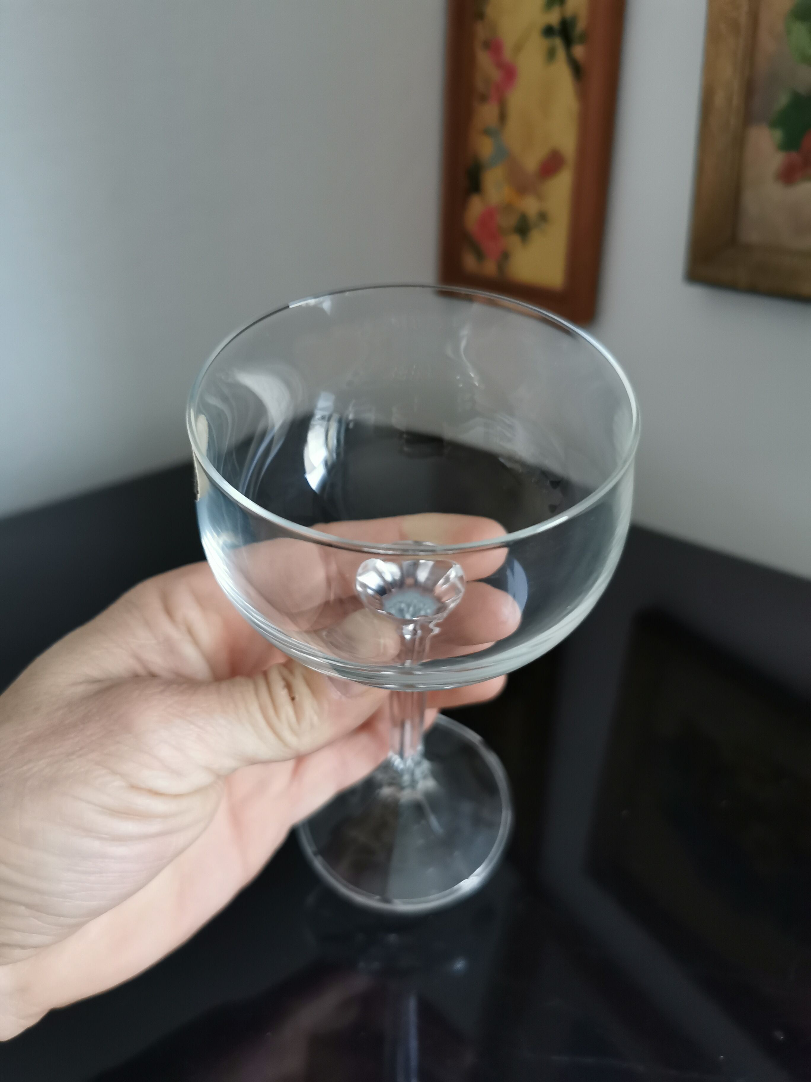 6 bohemian crystal champagne glasses