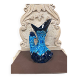 Large ceramic vase fatlava sea foam signed Vallauris