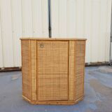 Rattan corner cupboard 1970