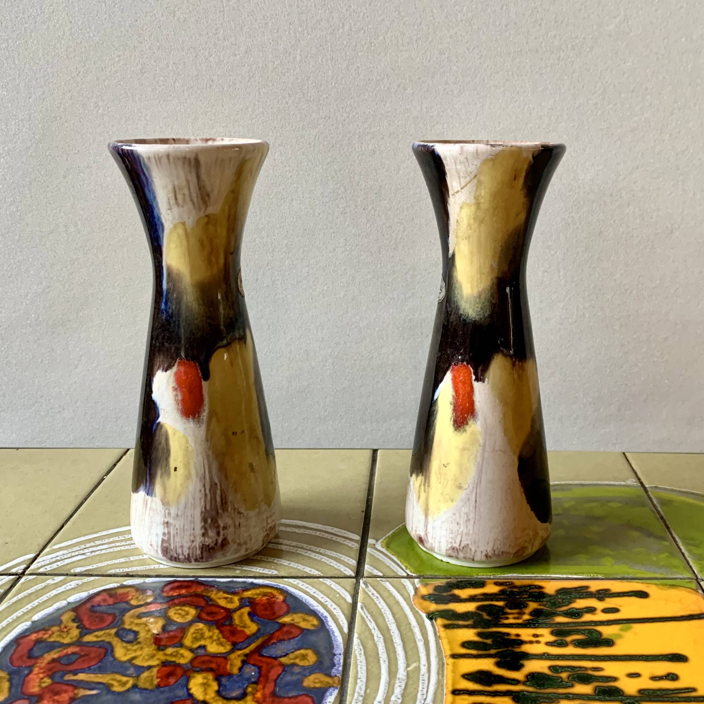 Pair of vintage Jasba Keramik diabolo vases - West Germany 602/19