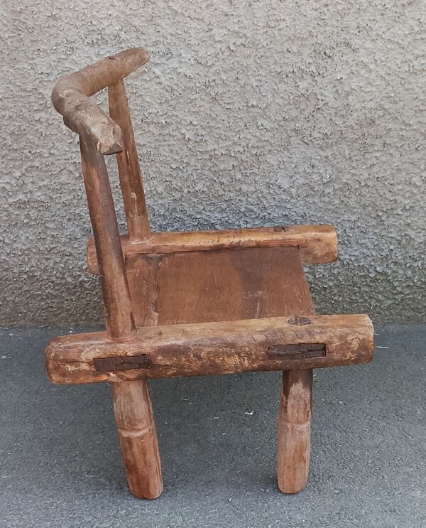 Tabouret ancien en bois. Art africain Baoulé de Côte d'Ivoire