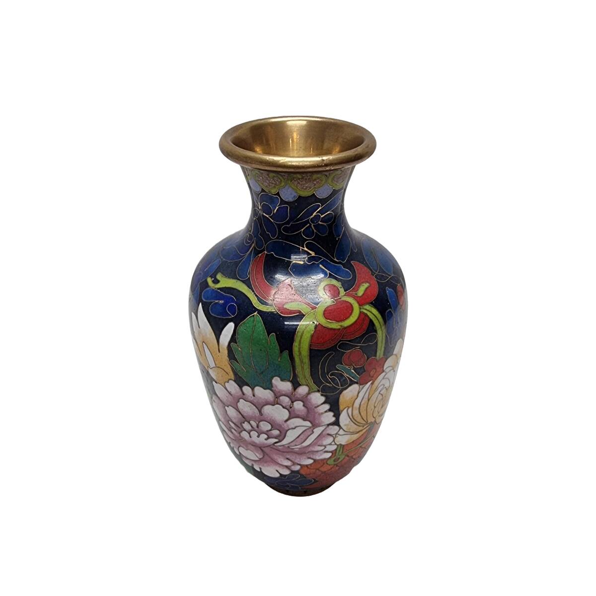 Cobalt Blue Cloisonné Vase, 1980s