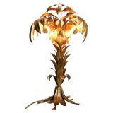 Hollywood regency Hans Kogl palm tree table lamp metal gold gilt 1970
