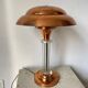 Art Deco mushroom table lamp in glass and copper