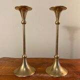 Pair of gilded brass candlesticks