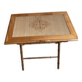 Bamboo and woven straw style wooden table