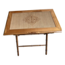 Table en bois style bambou et paille tressée