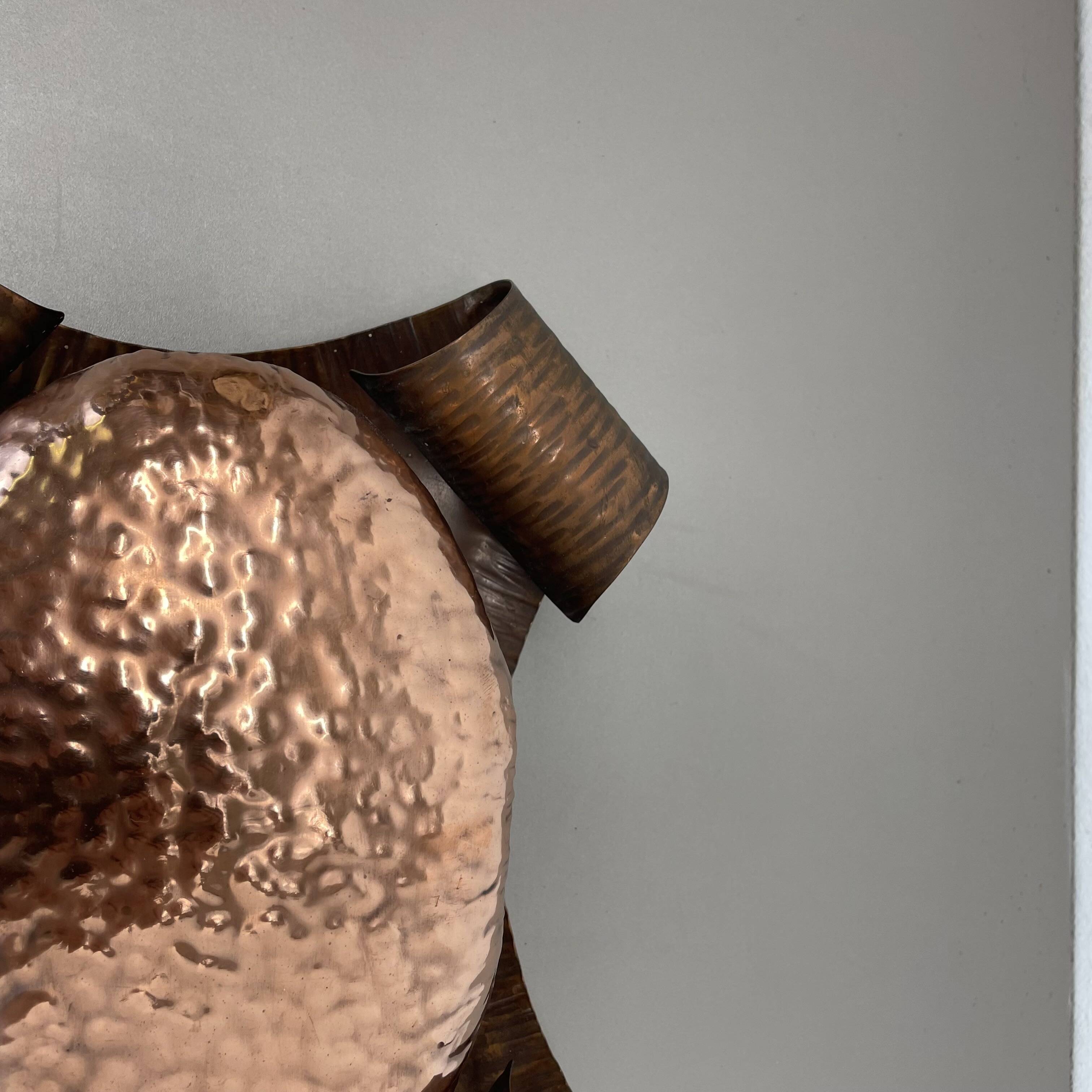 rare handmade solid copper Stilnovo Style Theatre Wall Light, Italy 1950s