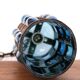 Blue blown glass and metal pendant light, 1970s