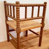 Turned wooden corner chair