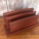 Old brown leather letter mail holder vintage office storage