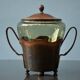 Art Nouveau Smoked Glass Punch Bowl Copper Crafted by Carl Deffner