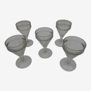 Set of 5 bistrot wine glasses from the 50s