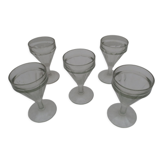 Set of 5 bistrot wine glasses from the 50s