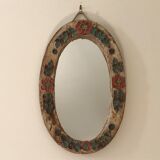 Ceramic mirror decorated with flowers, circa 1960 25x40cm