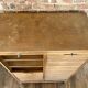 Double curtain filing cabinet in oak — on legs