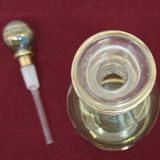 Vial / perfume bottle in tinted and cut glass golden border