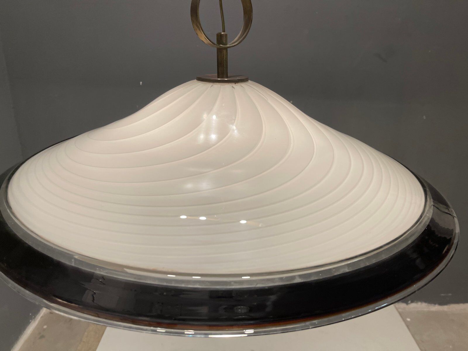 Italian Black and White Light Pendant in Murano Glass