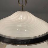 Italian Black and White Light Pendant in Murano Glass