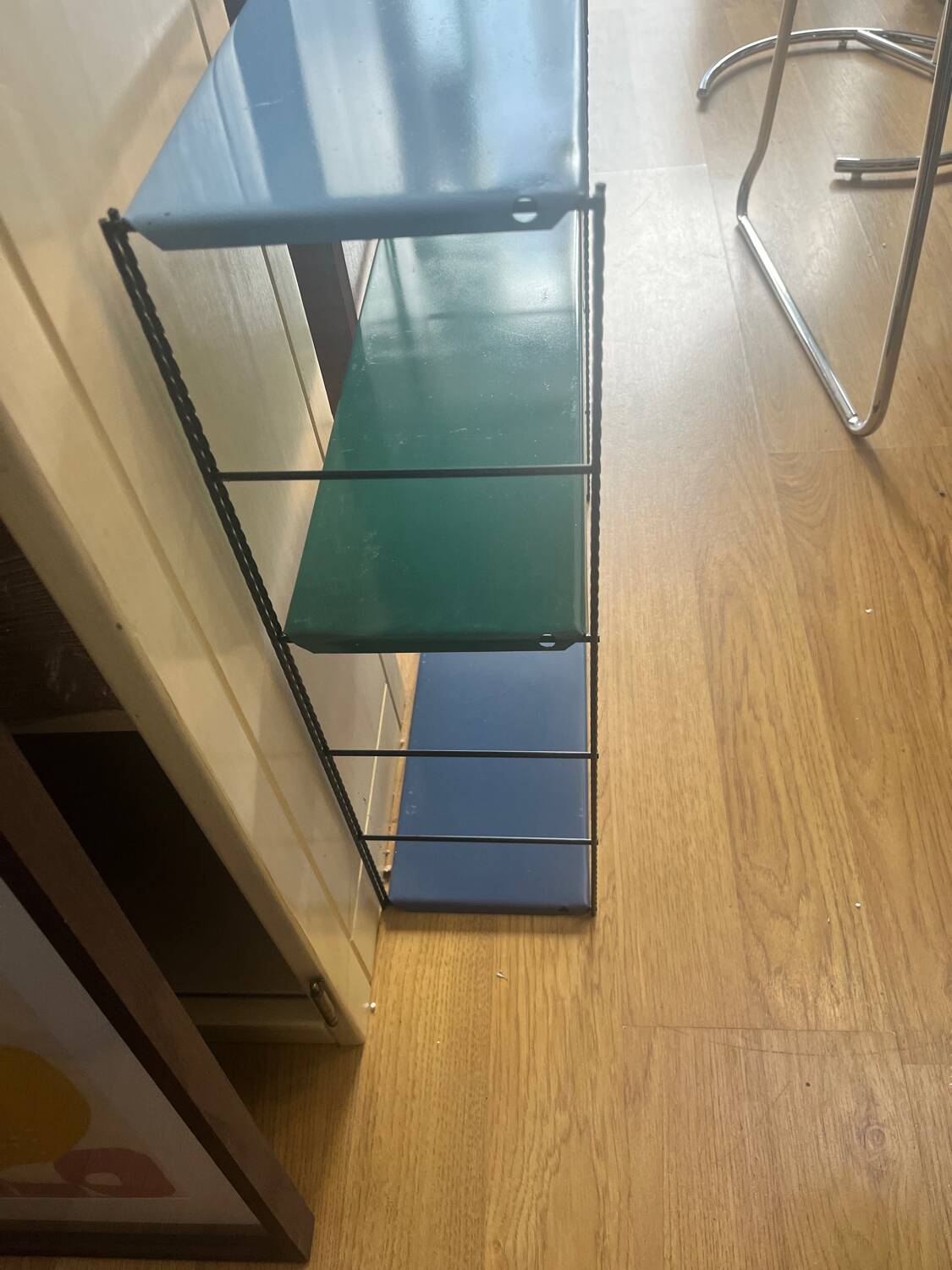 Vintage string metal wall shelf