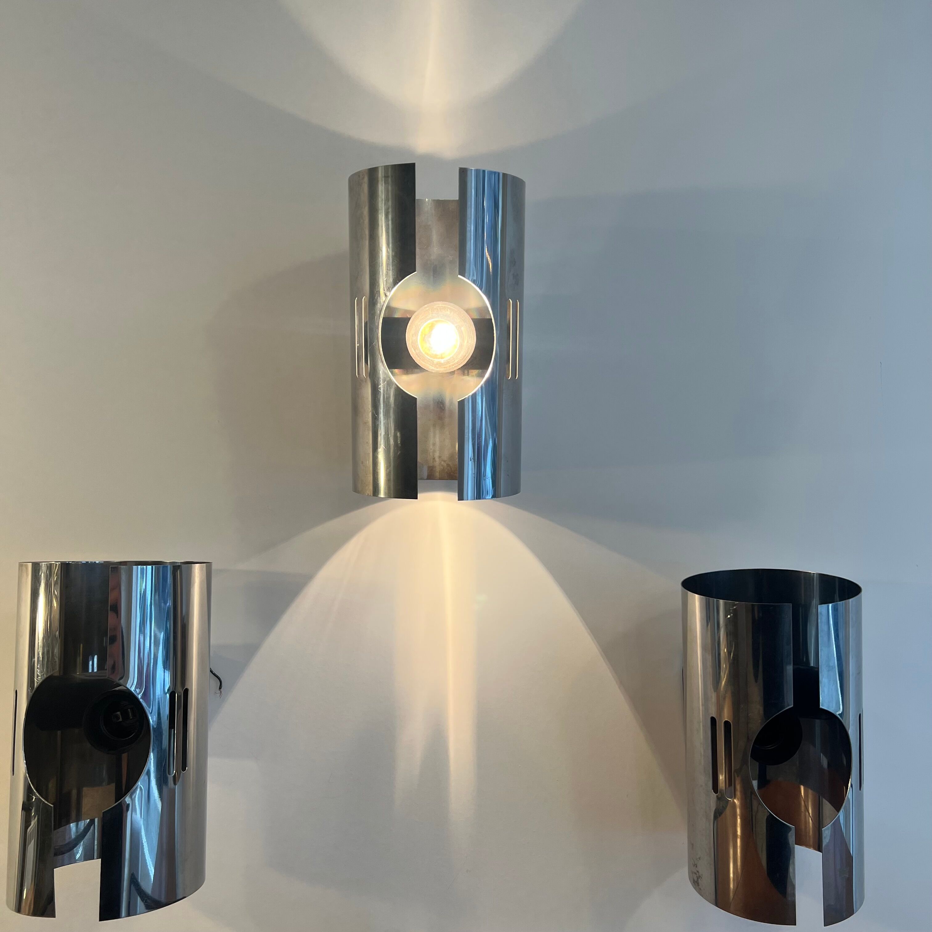 Suite of three design wall lamps 1970 Space Age