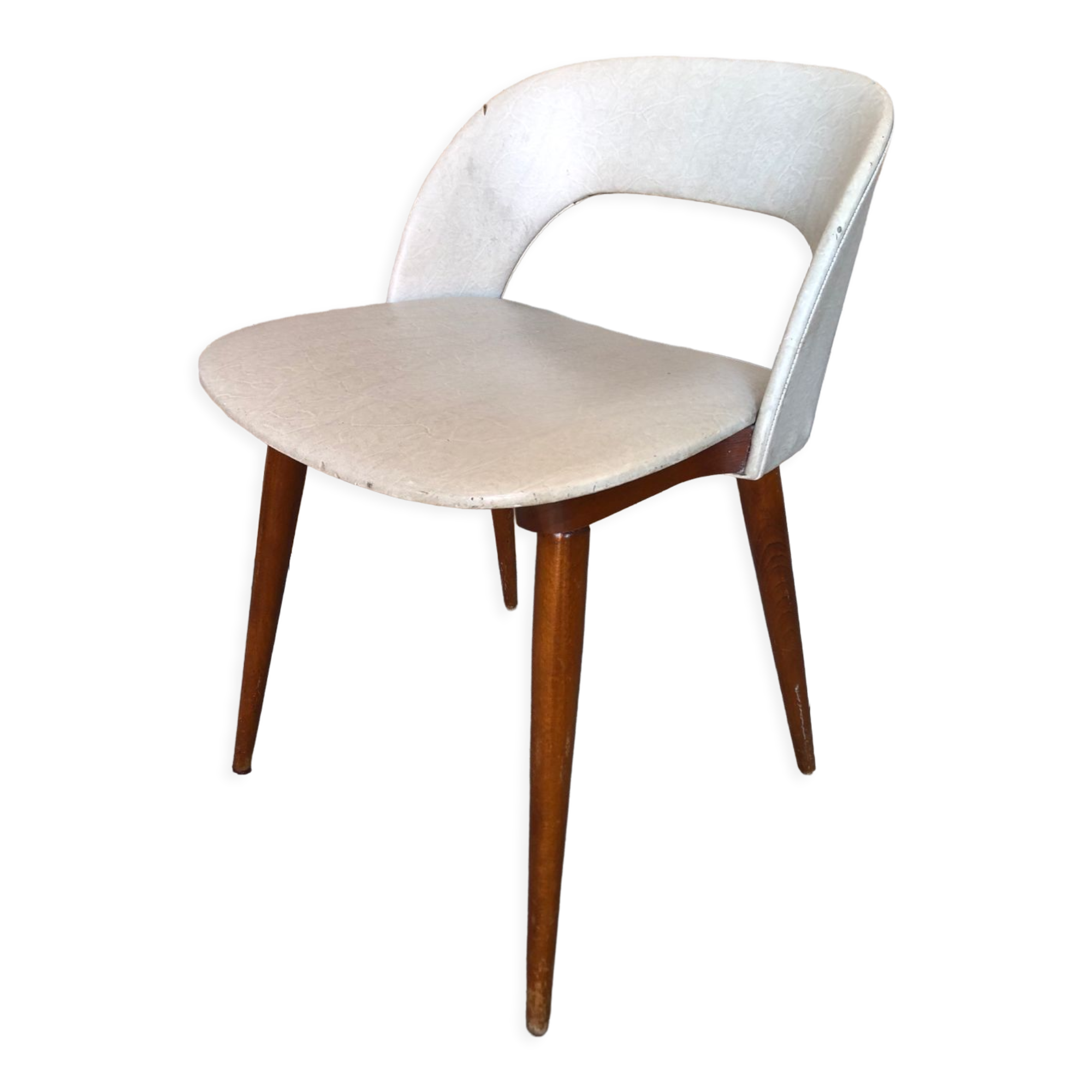 Scandinavian armchair skai white compass wooden vintage