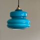 Suspension lampshade antique in blue opaline glass