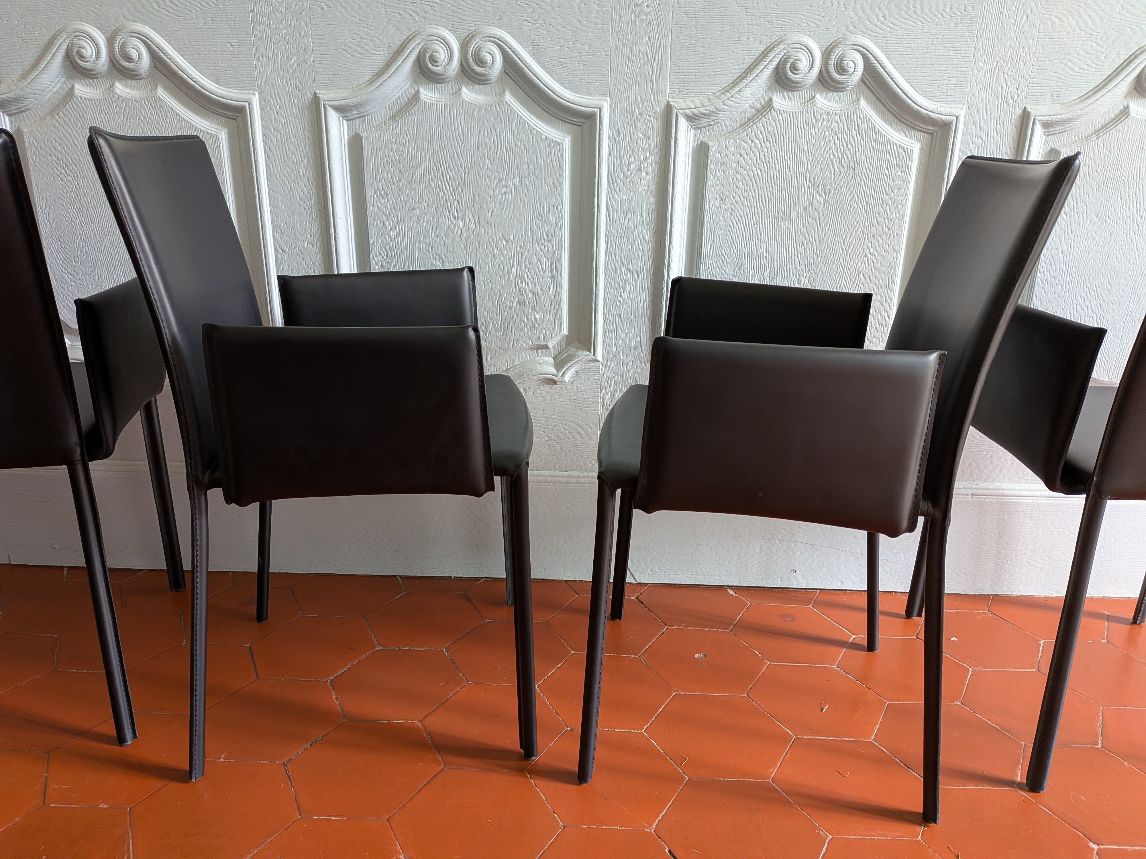 4 leather Twiggy chairs by Gebrüder Thonet