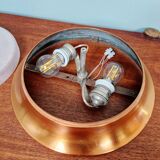 Plafonnier Art Déco en cuivre et verre dépoli, 1930