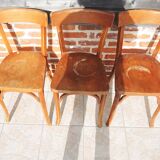 3 old wooden bistro chairs by Baumann