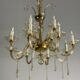 Lustre en verre mordoré deux étages et 12 bras de lumière vers 1940